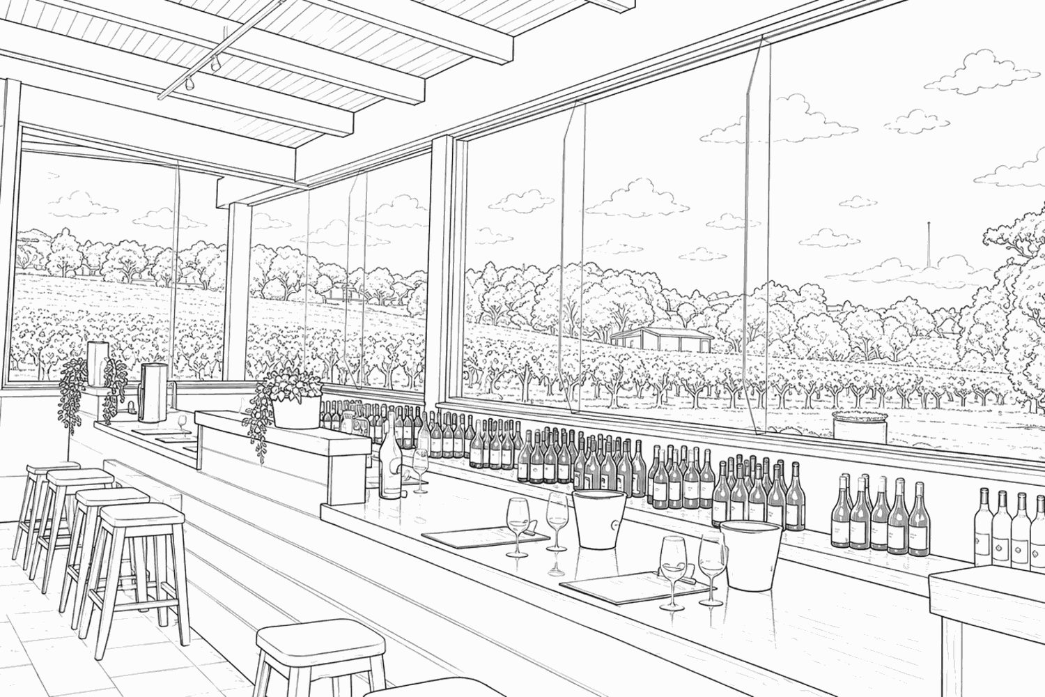 Illustration of the Fergusson Winery bar