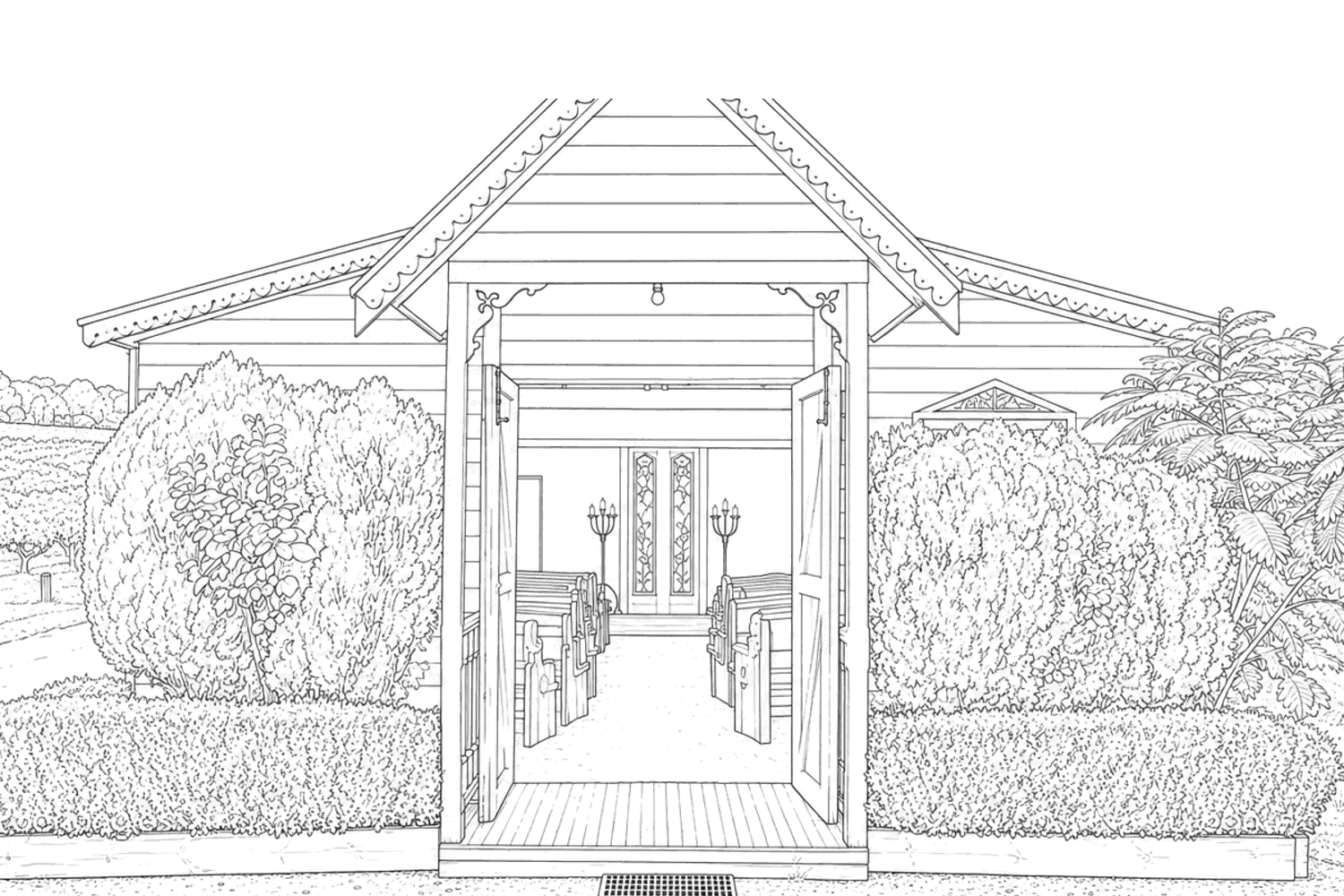 Illustration of the Fergusson Winery chapel